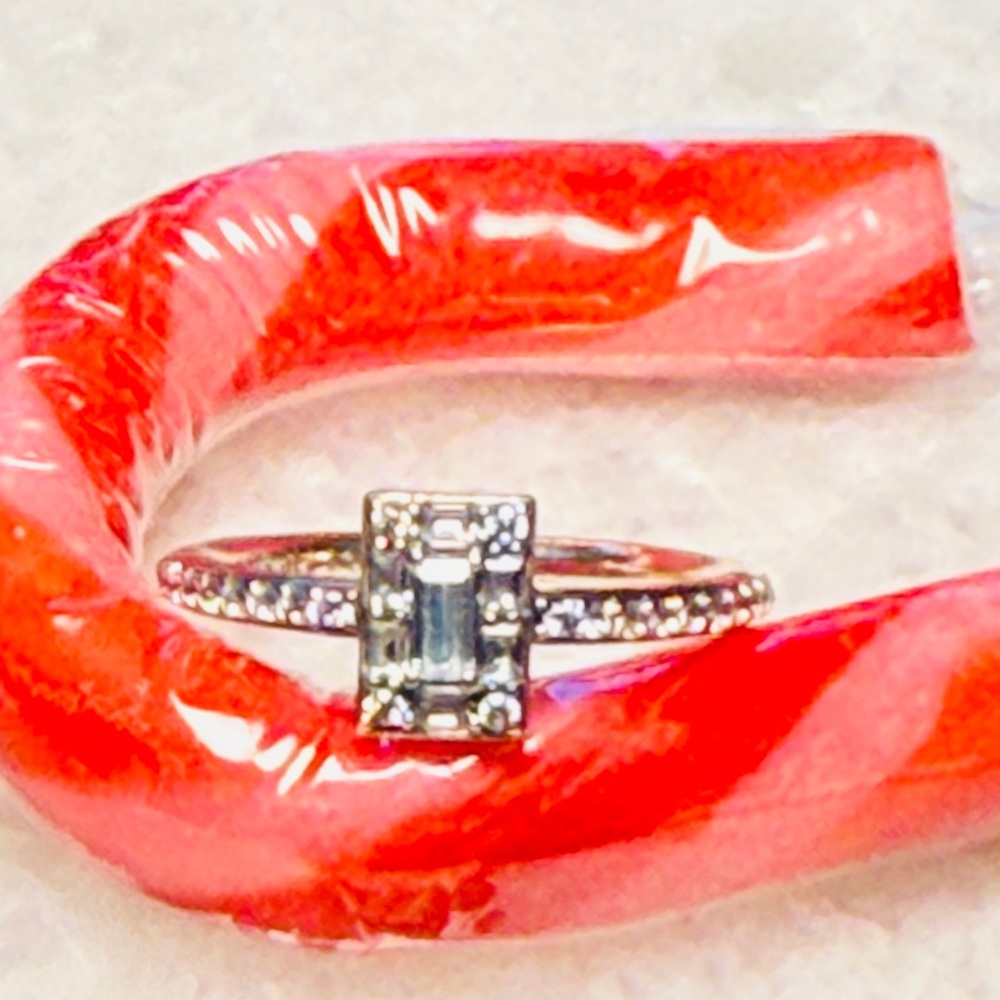 Pandora Silver Sparkling Rectangle Ring - image 3